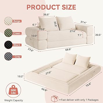 4-in-1 Convertible Folding Sofa Bed