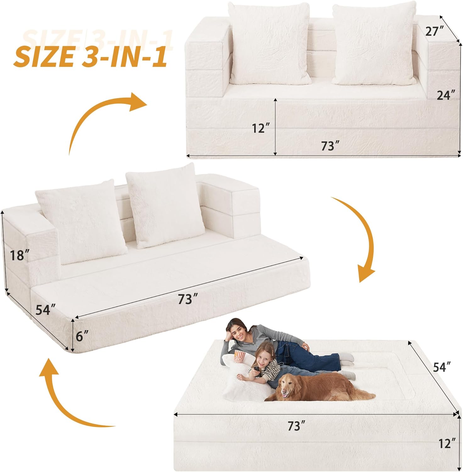 Futon Sofa Bed with Pillow