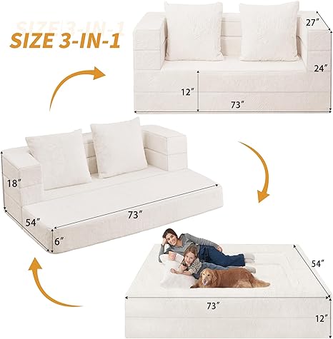 Futon Sofa Bed with Pillow