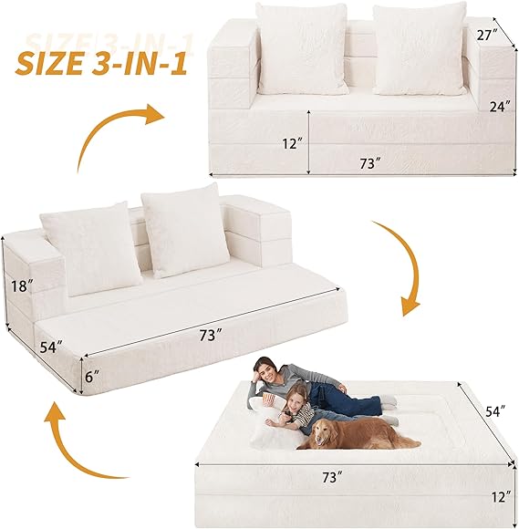 Futon Sofa Bed with Pillow