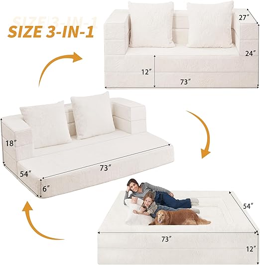 Futon Sofa Bed with Pillow