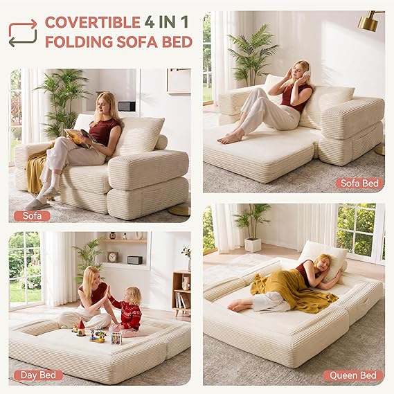 4-in-1 Convertible Folding Sofa Bed