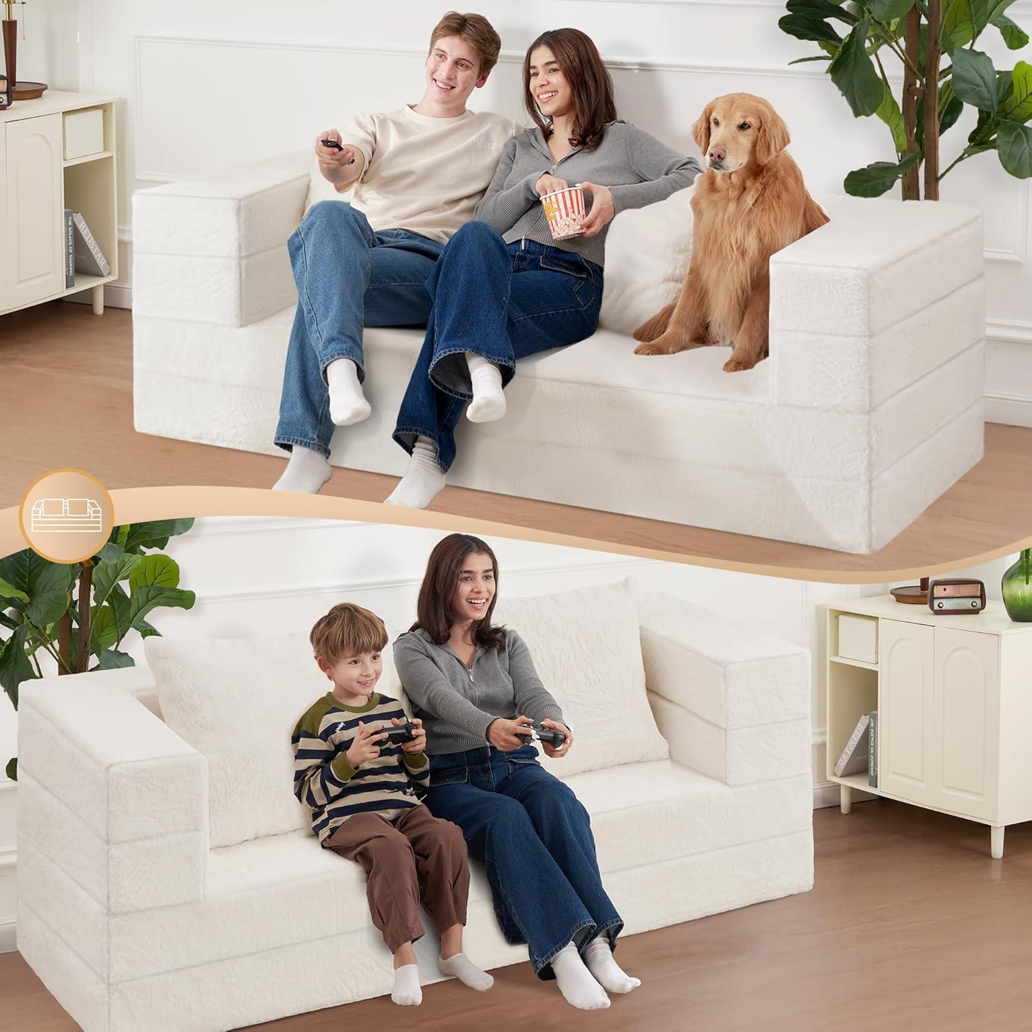 Futon Sofa Bed with Pillow